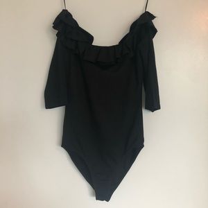 Zara Black Bodysuit with Ruffle